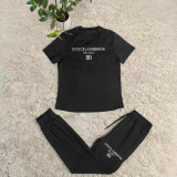 Casual Embroidered Short Sleeve Top and Pants Set