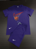 Summer High Quality Cotton Mens Print Shorts Sportswear Set