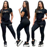 Casual Embroidered Short Sleeve Top and Pants Set