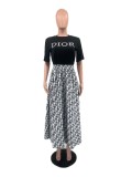 Casual Outdoor Cotton Tops Long Swing Skirt Two-piece Set