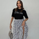 Casual Outdoor Cotton Tops Long Swing Skirt Two-piece Set