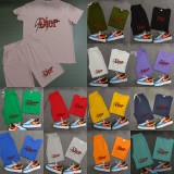Summer High Quality Cotton Mens Print Shorts Sportswear Shorts Set