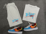 Summer High Quality Cotton Mens Print Shorts Sportswear Set