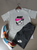 Summer High Quality Cotton Mens Print Shorts Sportswear Set