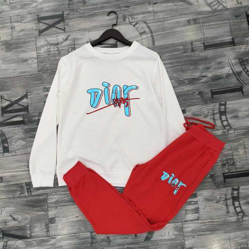 Summer High Quality Cotton Mens Print O Neck Long Sleeve Sportswear Set