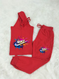 Summer High Quality Cotton Mens Print O Neck Hooded Sweatshirt Sports Suits