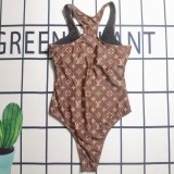 Summer Beach Padded Printed Sleeveless Zipper One-piece Swimsuits