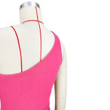 High-elastic One-shoulder Slit Pit Shorts Set