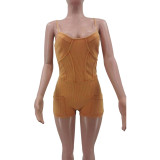 Sexy Ribbed Washed Faded Straps One-piece Rompers