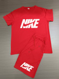 Summer High Quality Cotton Mens Print O Neck Sportswear Shorts Set