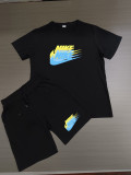 Summer High Quality Cotton Mens Print O Neck Sweatshirt Shorts Set