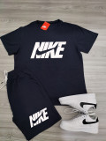 Summer High Quality Cotton Mens Print O Neck Sportswear Shorts Set