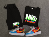 Summer High Quality Cotton Mens Print O Neck Shorts Sportswear Set
