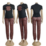 Summer Short Sleeve Printing Casual Two-piece Set