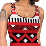 Casual Black Digital Printing African Print Midi Dresses