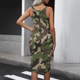 Casual Digital Printing Dress Straps Square Neck Midi Dresses
