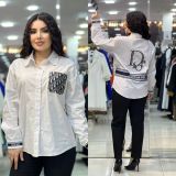 Solid Color Simple Embroidered Letter Shirt with Pockets