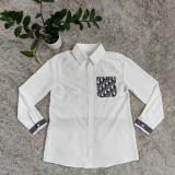 Solid Color Simple Embroidered Letter Shirt with Pockets