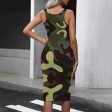 Casual Digital Printing Dress Straps Square Neck Midi Dresses