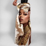 Casual Digital Printing Short Sleeve Maxi Dresses