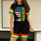 Casual Digital Printing Stitching Short Set