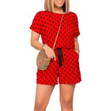 Casual Digital Printing Polka Dots Short Set