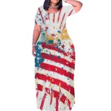 Casual Digital Printing Short Sleeve Maxi Dresses