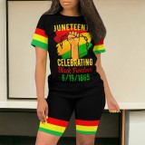 Casual Digital Printing Stitching Short Set
