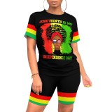 Casual Digital Printing Stitching Short Set
