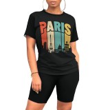 Casual Digital Printing Stitching Short Set