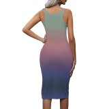 Casual Digital Printing Dress Straps Square Neck Midi Dresses