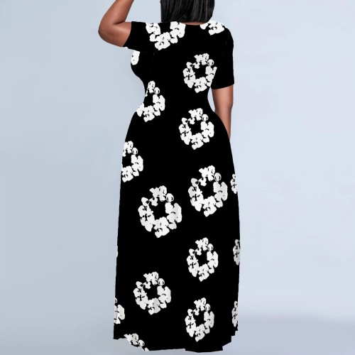 Casual Digital Printing Short Sleeve Maxi Dresses