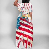 Casual Digital Printing Short Sleeve Maxi Dresses