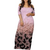 Casual Digital Printing Off The Shoulder Maxi Dresses