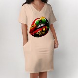 Large Size Black Fashion Printed Women's Dresses