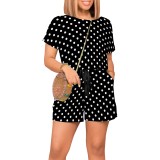 Casual Digital Printing Polka Dots Short Set