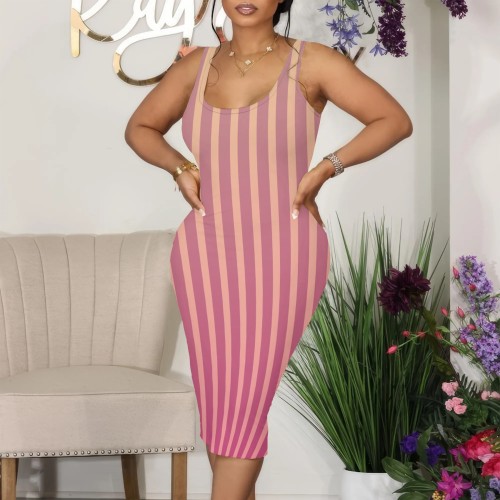 Casual Digital Printing Sleeveless Midi Dresses