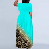 Casual Digital Printing Short Sleeve Maxi Dresses