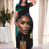 Casual Digital Printing Short Sleeve Maxi Dresses