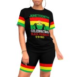Casual Digital Printing Stitching Short Set