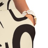 Casual Digital Printing Round Neck Pants Set