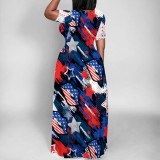 Casual Digital Printing Short Sleeve Maxi Dresses