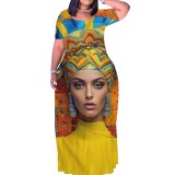 Casual Digital Printing Short Sleeve Maxi Dresses