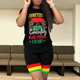 Casual Digital Printing Stitching Short Set