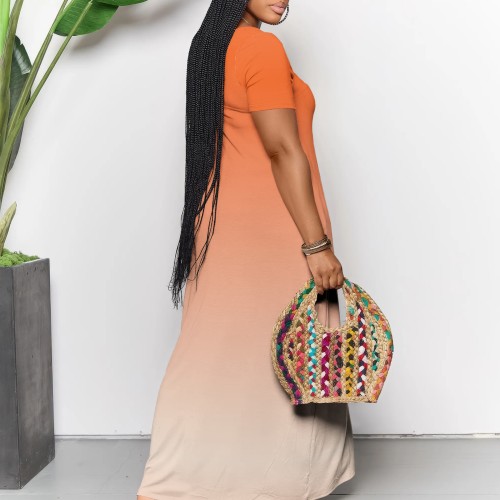 Casual Digital Printing Dress Straps V Neck Maxi Dresses