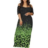 Casual Digital Printing Off The Shoulder Maxi Dresses