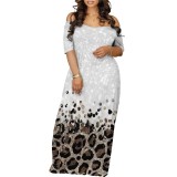 Casual Digital Printing Off The Shoulder Maxi Dresses