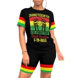 Casual Digital Printing Stitching Short Set