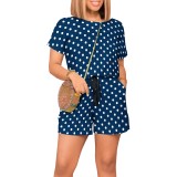 Casual Digital Printing Polka Dots Short Set