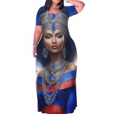 Casual Digital Printing Short Sleeve Maxi Dresses